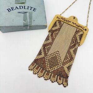 Vintage Whiting & Davis Color Enamel Mesh Evening Bag Purse Art Deco